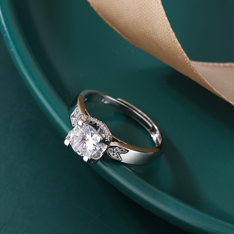 Vintage 925 Sterling Silver Moissanite Engagement Ring Adjustable Band